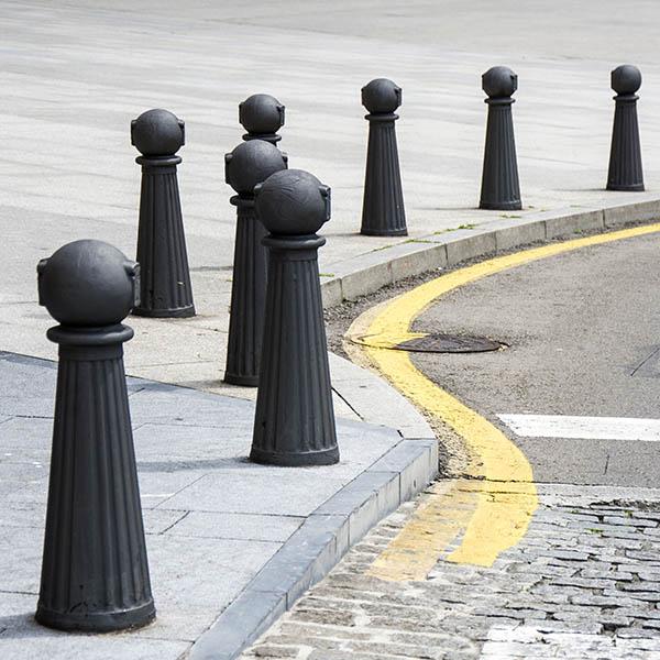 Bollards 1 protective street bollards next to road