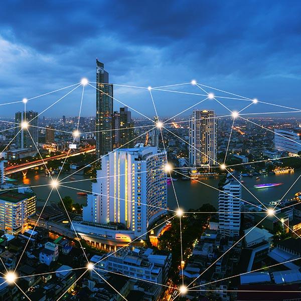 Wireless network and connection city wireless network and connection technology over Bangkok