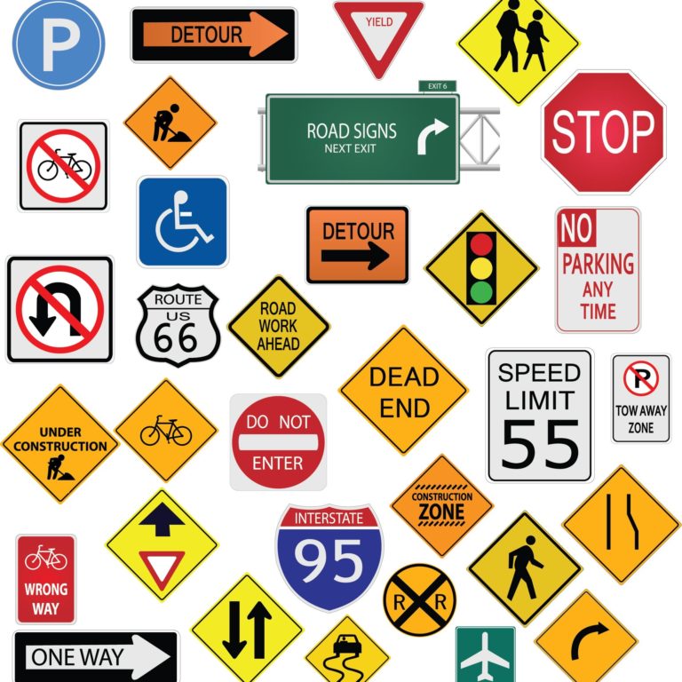 Road_Signs collection of street signs on white background