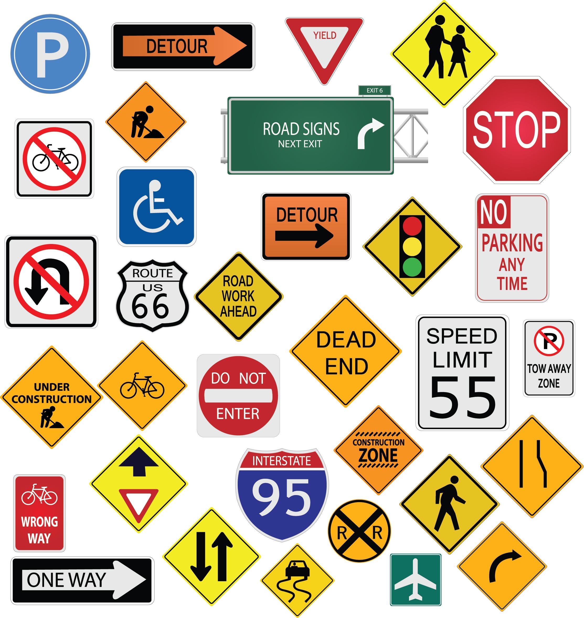 pack-of-78-common-road-signs-clipart-roads-vector-street-signs