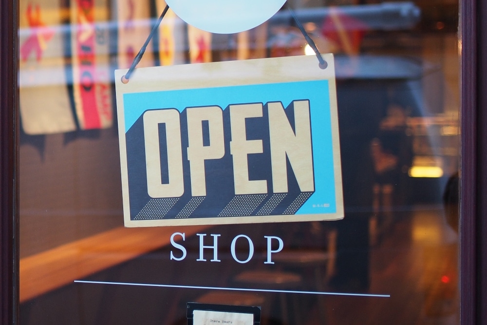 vintage open sign on shop window