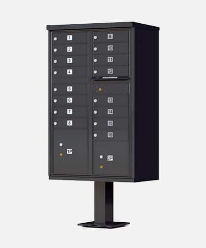 The CBU-1570-16 is a standard type 3 cluster box unit that comes with space for 16 tenants and 2 parcels.
