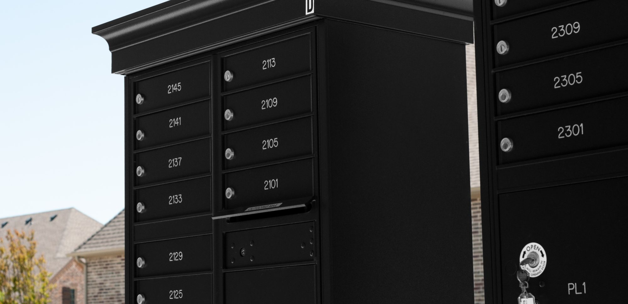 Property Defining Decorative Mailboxes and Cluster Box Units