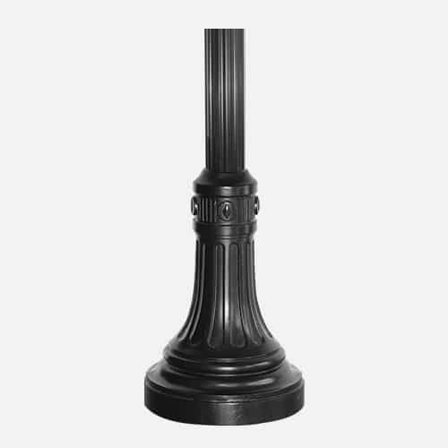 Decorative extruded aluminum base for lamp post and poles with a smooth or fluted pole and powder coat finish. Brandon Industries model number CL6 fits 4 inch poles.