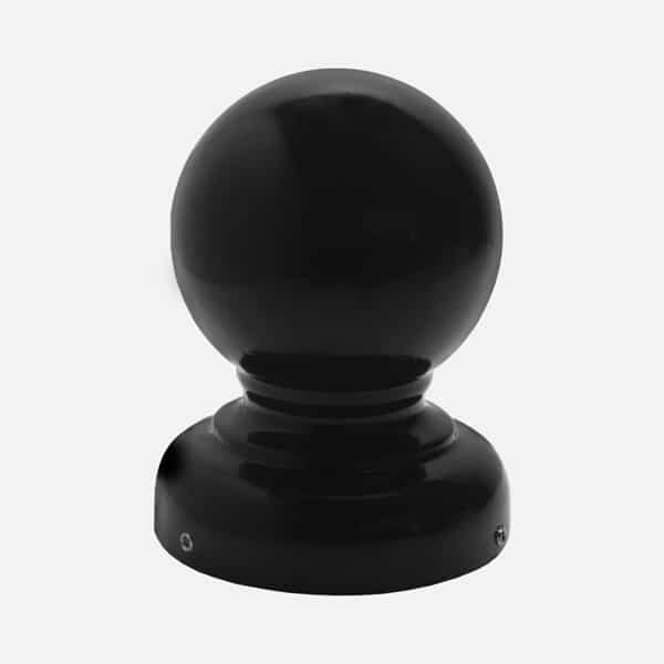 Smooth ball cast aluminum finial for sign and light poles. Brandon Industries model FIN-B5 fits 5 inch round poles.