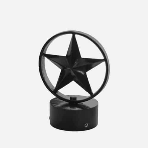 Decorative circle and star cast aluminum finial for sign and light poles. Brandon Industries model FIN-CS3 fits 3 inch round poles.