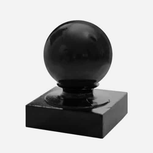 Square base cast aluminum ball finial for sign and light poles. Brandon Industries model FINQ-B4 fits 4 inch square poles.