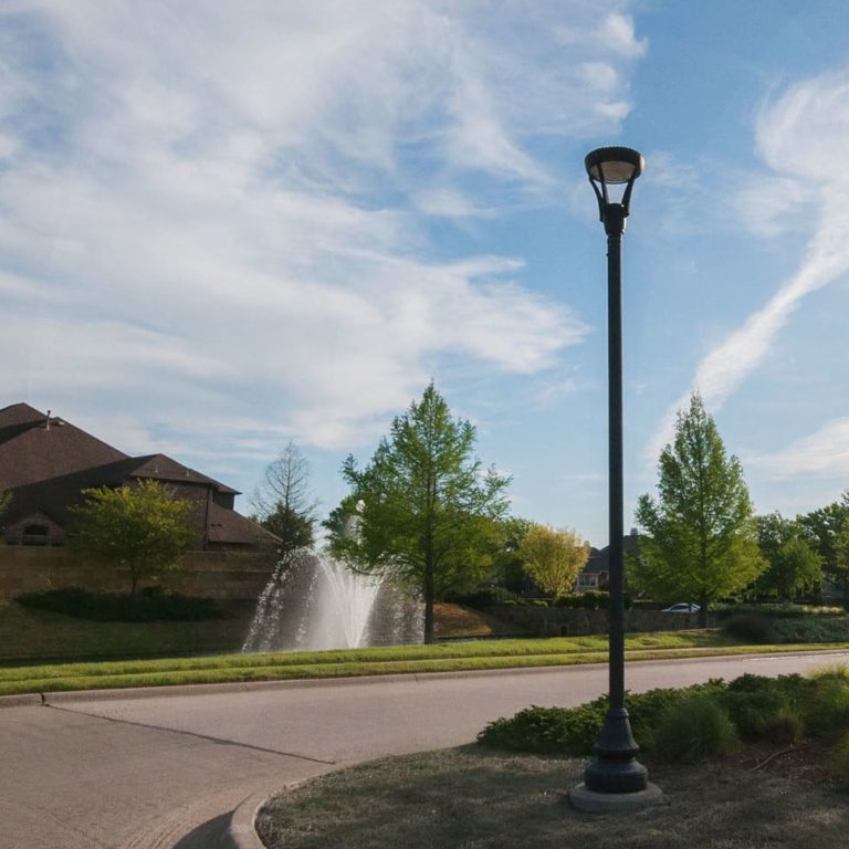 LightingHeader Modern LED lamp between residential roads