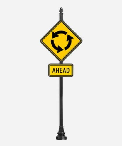 The SPF4-4A is two decorative street signs on a 4" round smooth or fluted pole with an acorn finial and a base.