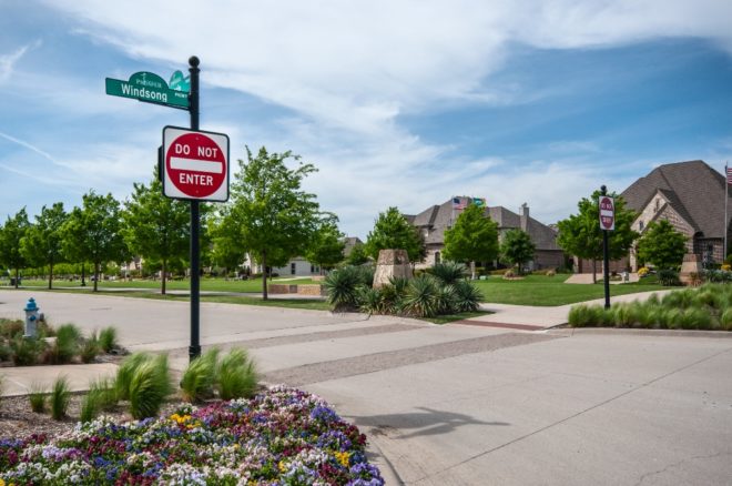 Do not enter sign on residential community road.
