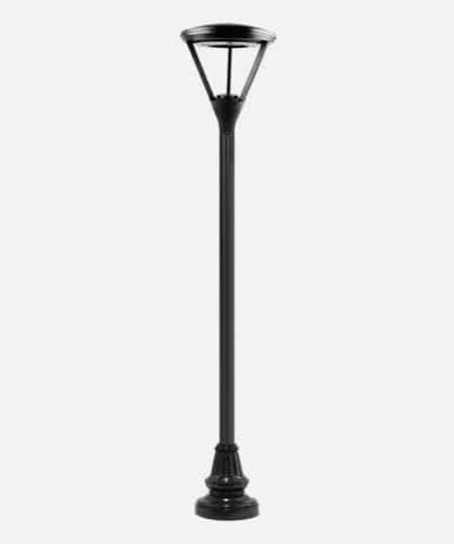 Modern community LED street light on a fluted pole with decorative base unit and sleek post top luminaire. Brandon Industries model CL1-PT-M10-11.