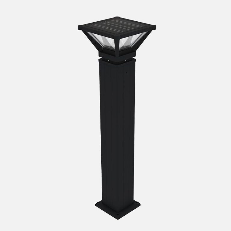 The B-SQ is a bollard with solar LED lighting.