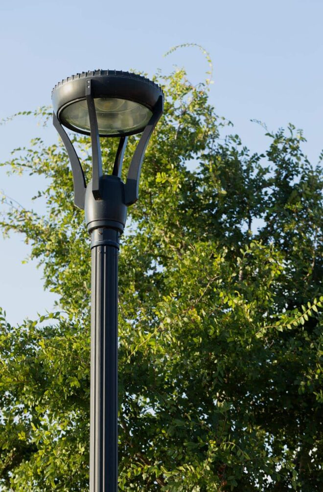Close-up of a modern lamp post, H-01 Series.