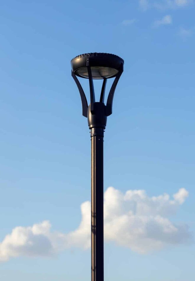 Close-up view of a modern lamp post, H-01 Series.
