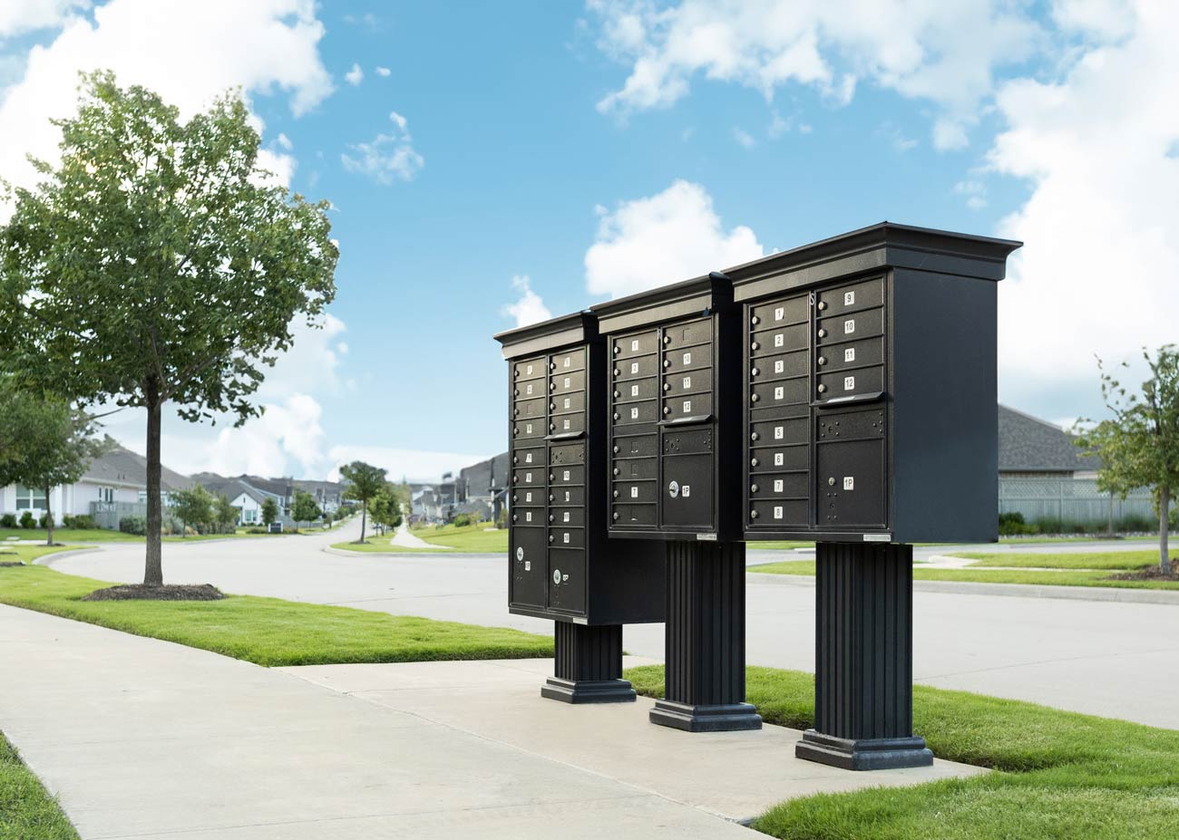 Cluster mailbox units in a neighborhood.