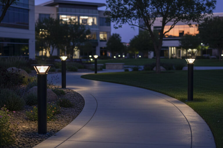 Frequently Asked Questions About Pedestrian Scale Lighting Pedestrian-scale lit bollards illuminate a path after dark