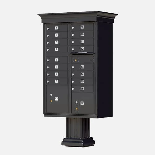 The CBU-CL-16-1570 is a standard type 3 cluster box unit that comes with space for 16 tenants and 2 parcels.